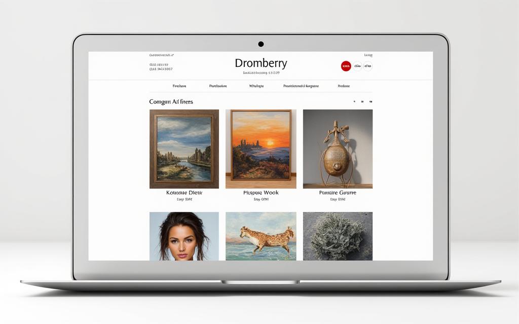 Page d'accueil d'un site e-commerce de galerie d'art contemporain.