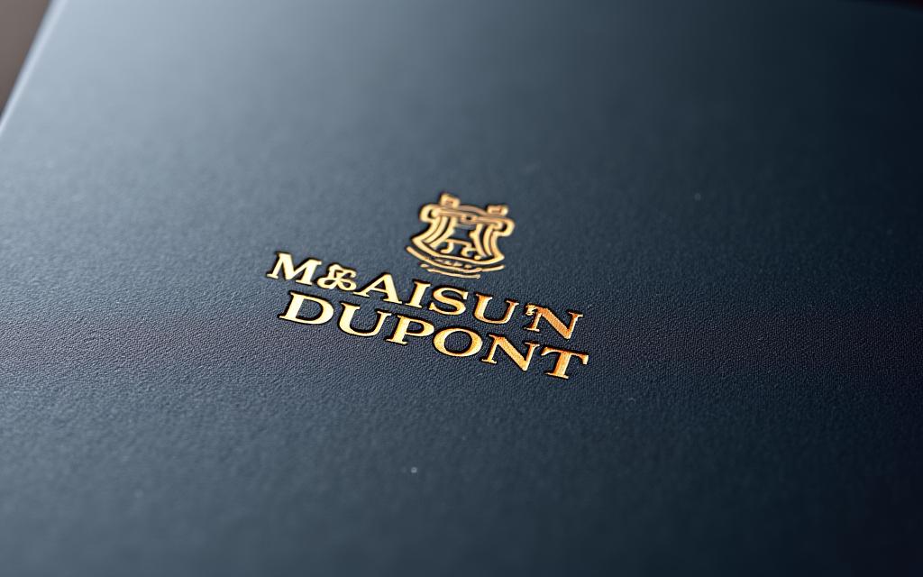 Le logo épuré de 'Maison Dupont' sur un fond texturé.