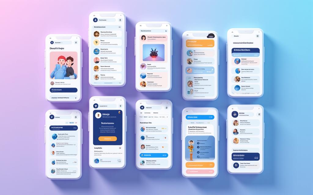 Écrans d'une application mobile affichant une interface utilisateur épurée et moderne.